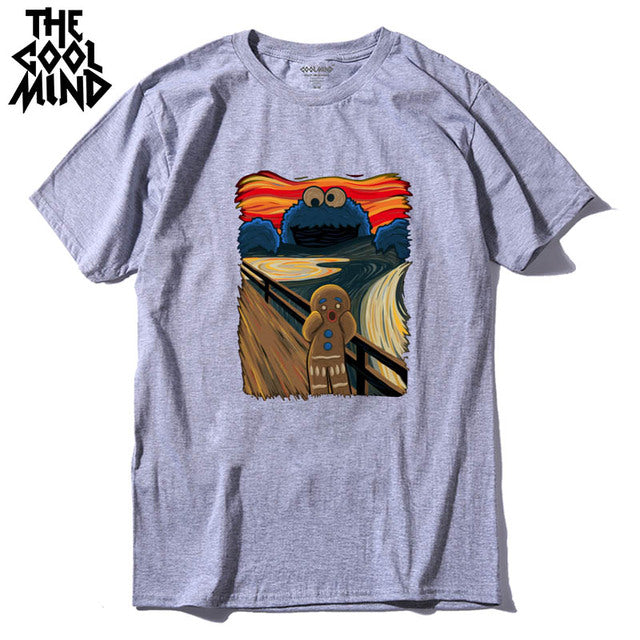 COOLMIND 100% cotton short sleeve cool print men Tshirt casual loose men t shirt o-neck male t-shirt male men tee shirts