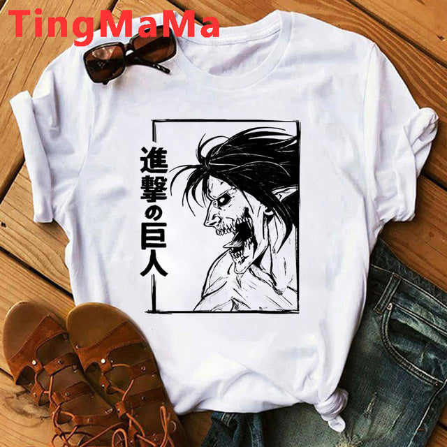 Japanese Anime Attack on Titan T Shirt Men Shingeki No Kyojin Eren Yeager T-shirt Cartoon Titans Attack Graphic Tshirt Male