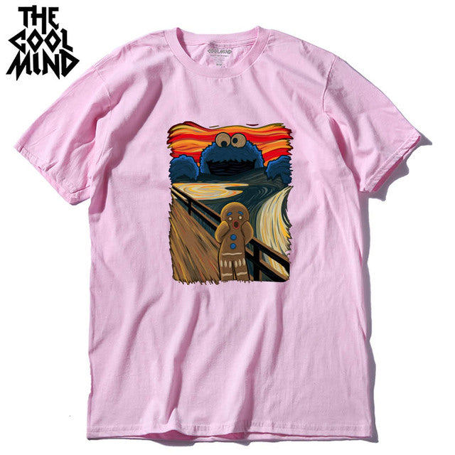 COOLMIND 100% cotton short sleeve cool print men Tshirt casual loose men t shirt o-neck male t-shirt male men tee shirts