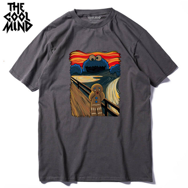 COOLMIND 100% cotton short sleeve cool print men Tshirt casual loose men t shirt o-neck male t-shirt male men tee shirts