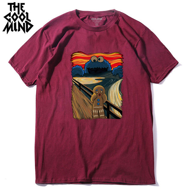 COOLMIND 100% cotton short sleeve cool print men Tshirt casual loose men t shirt o-neck male t-shirt male men tee shirts