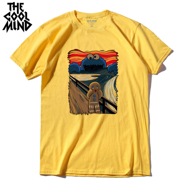 COOLMIND 100% cotton short sleeve cool print men Tshirt casual loose men t shirt o-neck male t-shirt male men tee shirts