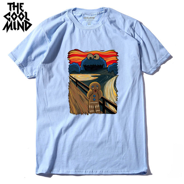 COOLMIND 100% cotton short sleeve cool print men Tshirt casual loose men t shirt o-neck male t-shirt male men tee shirts