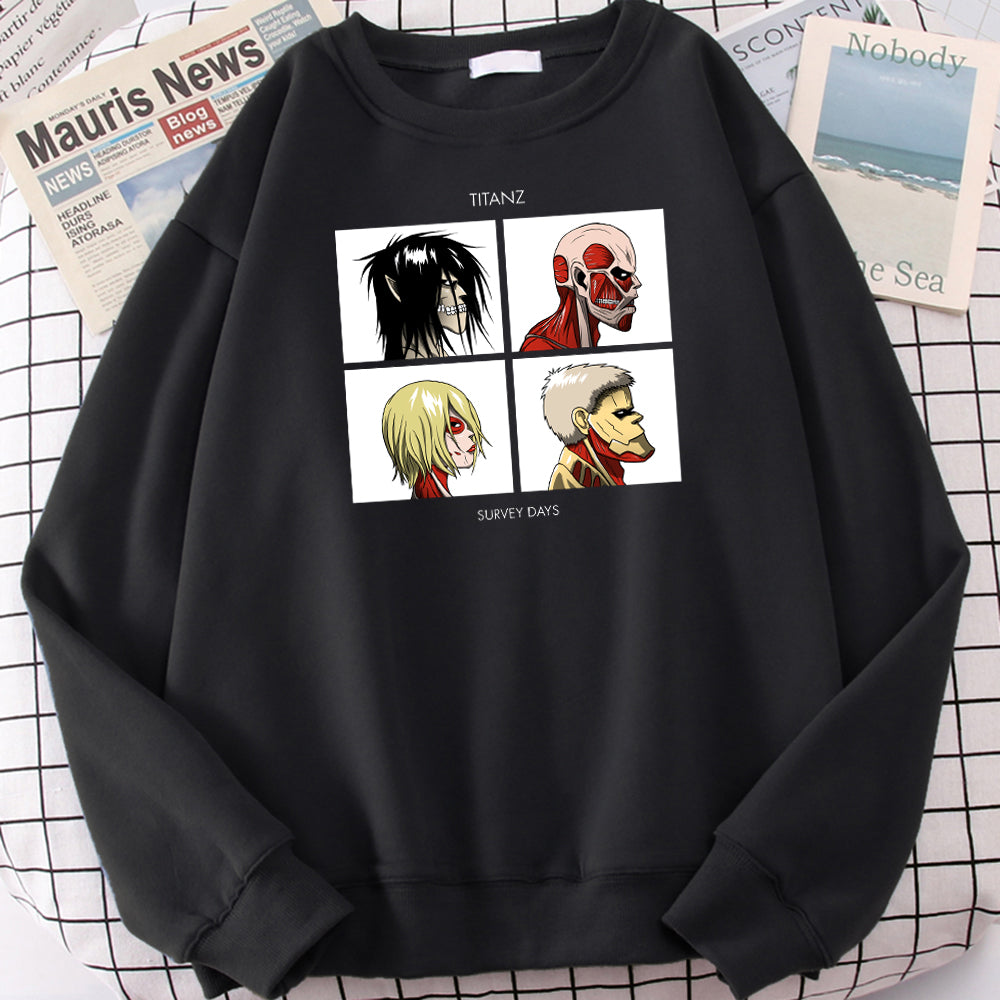 Fashion Anime Hoodie Man Attack On Titan Print Autumn Fleece Sweatshirts New Brand Graphic Pullover for Male Hip Hop Streetwear
