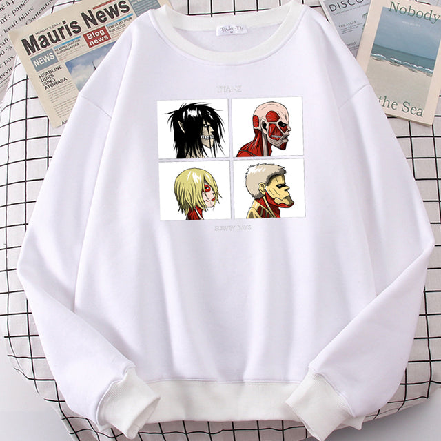 Fashion Anime Hoodie Man Attack On Titan Print Autumn Fleece Sweatshirts New Brand Graphic Pullover for Male Hip Hop Streetwear