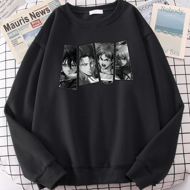 Fashion Anime Hoodie Man Attack On Titan Print Autumn Fleece Sweatshirts New Brand Graphic Pullover for Male Hip Hop Streetwear