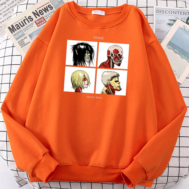 Fashion Anime Hoodie Man Attack On Titan Print Autumn Fleece Sweatshirts New Brand Graphic Pullover for Male Hip Hop Streetwear