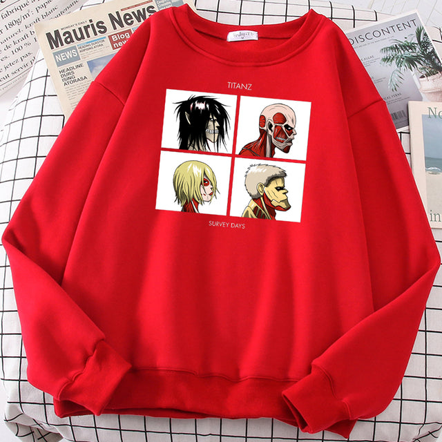 Fashion Anime Hoodie Man Attack On Titan Print Autumn Fleece Sweatshirts New Brand Graphic Pullover for Male Hip Hop Streetwear