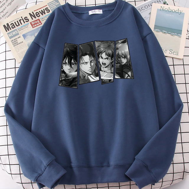 Fashion Anime Hoodie Man Attack On Titan Print Autumn Fleece Sweatshirts New Brand Graphic Pullover for Male Hip Hop Streetwear