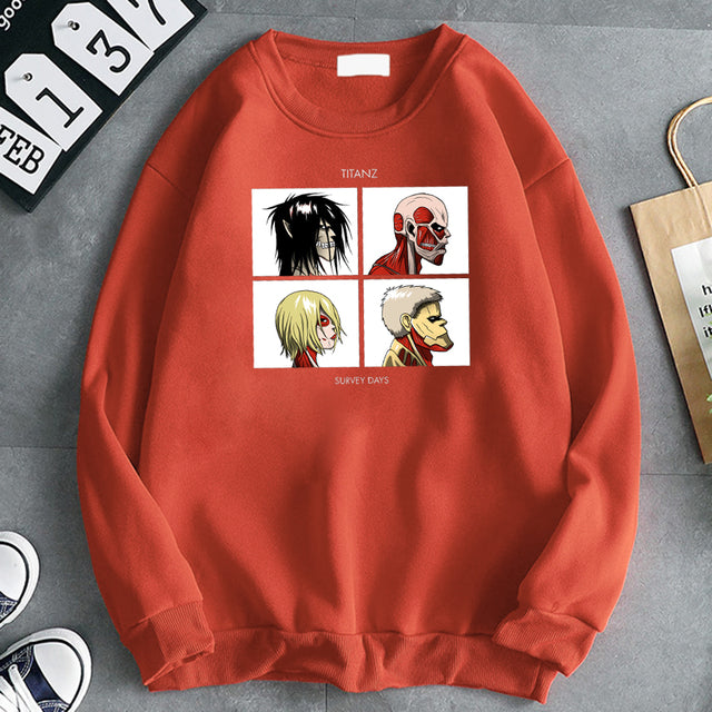 Fashion Anime Hoodie Man Attack On Titan Print Autumn Fleece Sweatshirts New Brand Graphic Pullover for Male Hip Hop Streetwear