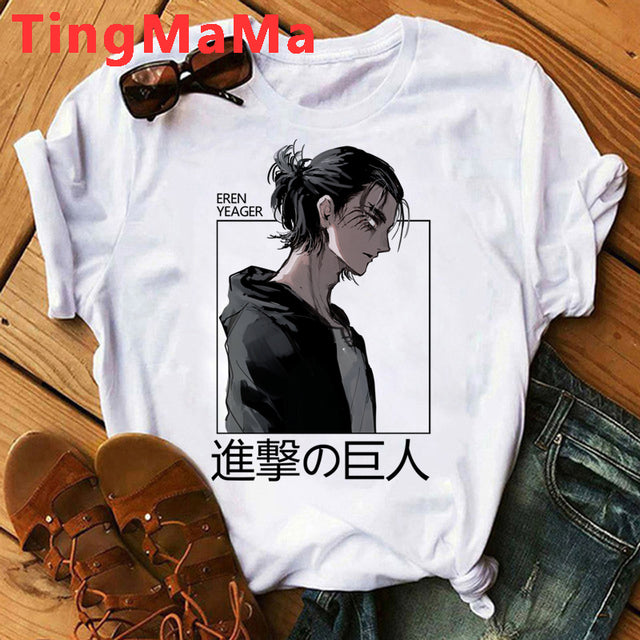 Japanese Anime Attack on Titan T Shirt Men Shingeki No Kyojin Eren Yeager T-shirt Cartoon Titans Attack Graphic Tshirt Male