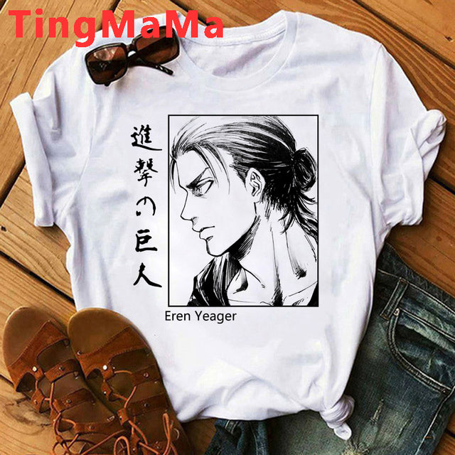 Japanese Anime Attack on Titan T Shirt Men Shingeki No Kyojin Eren Yeager T-shirt Cartoon Titans Attack Graphic Tshirt Male
