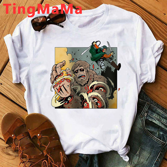 Japanese Anime Attack on Titan T Shirt Men Shingeki No Kyojin Eren Yeager T-shirt Cartoon Titans Attack Graphic Tshirt Male