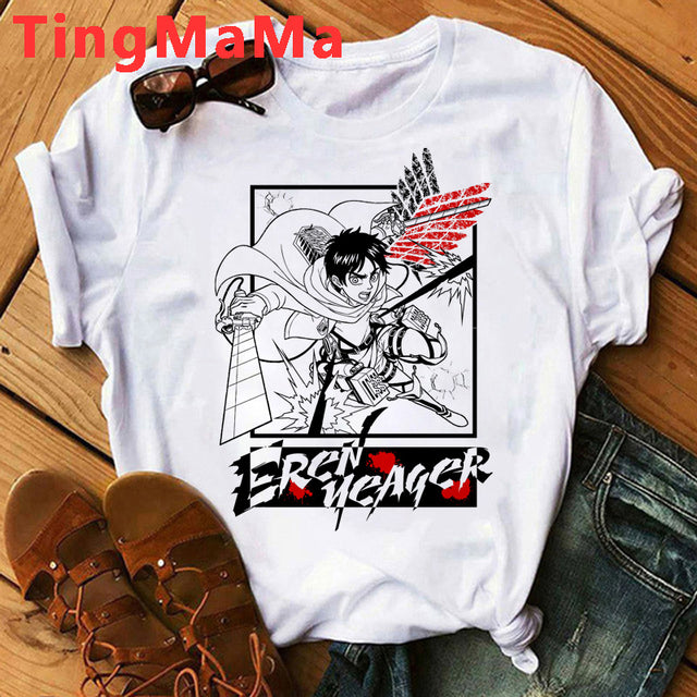 Japanese Anime Attack on Titan T Shirt Men Shingeki No Kyojin Eren Yeager T-shirt Cartoon Titans Attack Graphic Tshirt Male