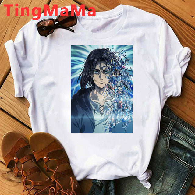 Japanese Anime Attack on Titan T Shirt Men Shingeki No Kyojin Eren Yeager T-shirt Cartoon Titans Attack Graphic Tshirt Male