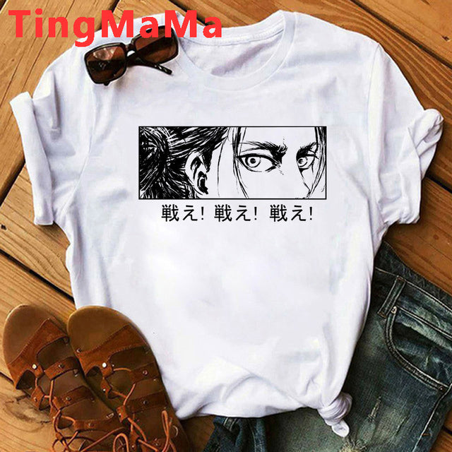 Japanese Anime Attack on Titan T Shirt Men Shingeki No Kyojin Eren Yeager T-shirt Cartoon Titans Attack Graphic Tshirt Male