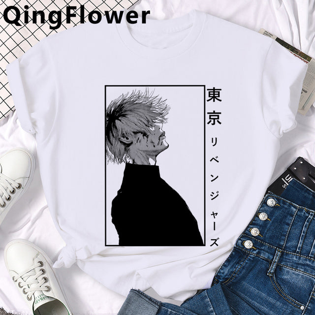 Japanese Anime Kaneki Ken Tokyo Ghoul T Shirt Men Cool Manga Graphic Summer T-shirt Casual Grunge Tshirt Streetwear Top Tee Male