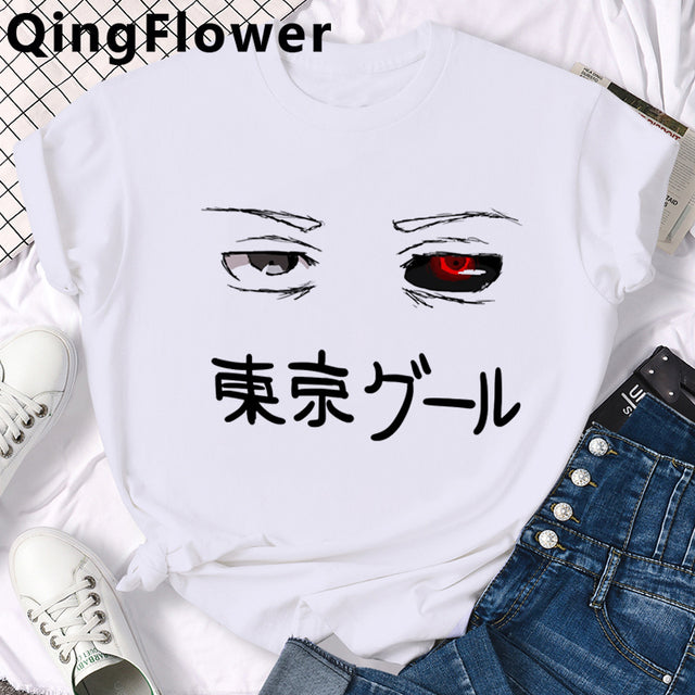 Japanese Anime Kaneki Ken Tokyo Ghoul T Shirt Men Cool Manga Graphic Summer T-shirt Casual Grunge Tshirt Streetwear Top Tee Male