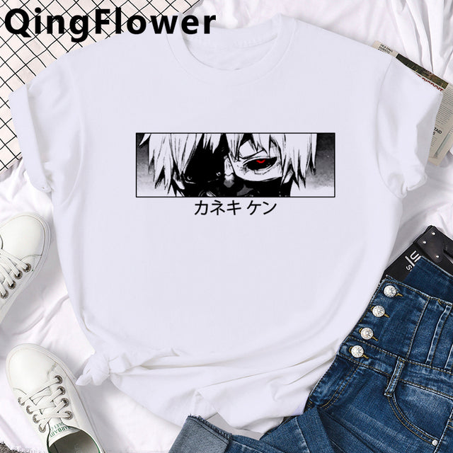 Japanese Anime Kaneki Ken Tokyo Ghoul T Shirt Men Cool Manga Graphic Summer T-shirt Casual Grunge Tshirt Streetwear Top Tee Male