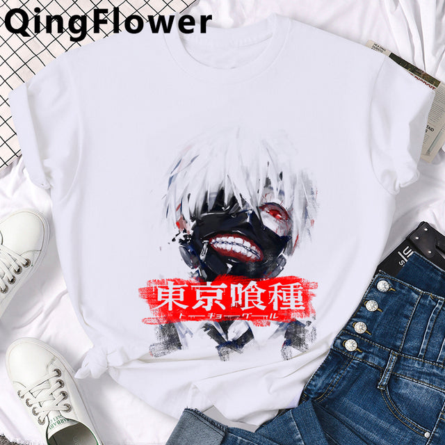 Japanese Anime Kaneki Ken Tokyo Ghoul T Shirt Men Cool Manga Graphic Summer T-shirt Casual Grunge Tshirt Streetwear Top Tee Male