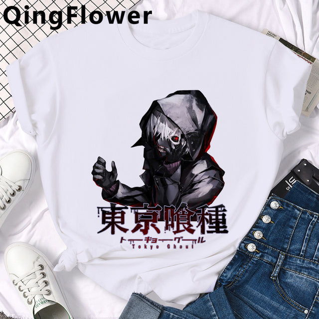 Japanese Anime Kaneki Ken Tokyo Ghoul T Shirt Men Cool Manga Graphic Summer T-shirt Casual Grunge Tshirt Streetwear Top Tee Male