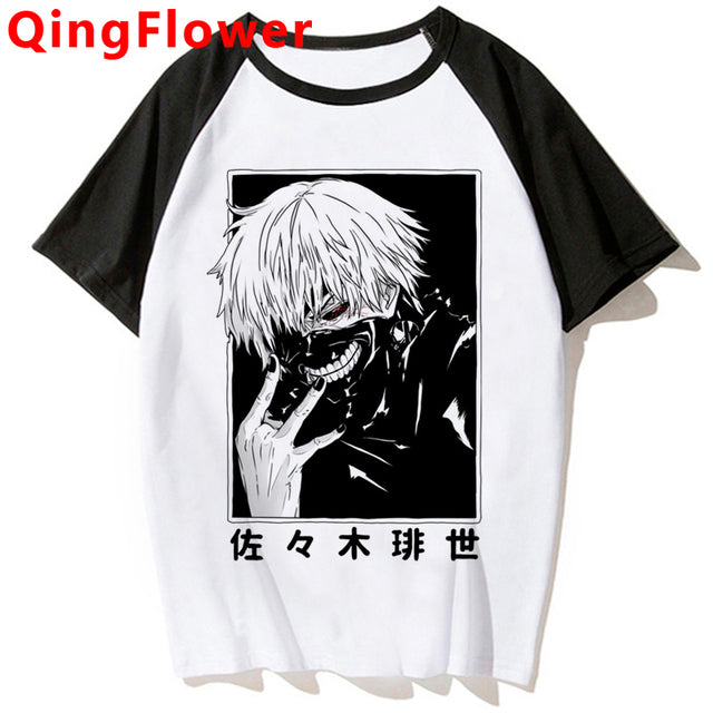 Japanese Anime Kaneki Ken Y2k Tokyo Ghoul T Shirt Men Kawaii Manga Graphic Tees Fashion Tshirt Summer 90s Tops T-shirt Male