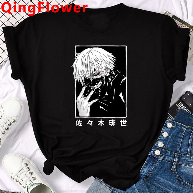 Japanese Anime Kaneki Ken Y2k Tokyo Ghoul T Shirt Men Kawaii Manga Graphic Tees Fashion Tshirt Summer 90s Tops T-shirt Male