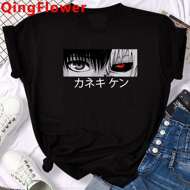Japanese Anime Kaneki Ken Y2k Tokyo Ghoul T Shirt Men Kawaii Manga Graphic Tees Fashion Tshirt Summer 90s Tops T-shirt Male