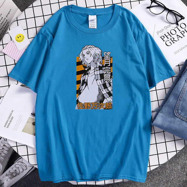 Manjiro Sano Tokyo Revengers Anime Print Mens Tshirt Oversize Vintage T-Shirt Fashion Breathable Tops Summer Soft T Shirts Man's