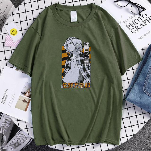 Manjiro Sano Tokyo Revengers Anime Print Mens Tshirt Oversize Vintage T-Shirt Fashion Breathable Tops Summer Soft T Shirts Man's