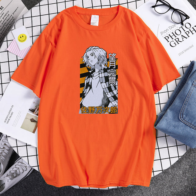 Manjiro Sano Tokyo Revengers Anime Print Mens Tshirt Oversize Vintage T-Shirt Fashion Breathable Tops Summer Soft T Shirts Man's
