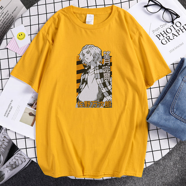Manjiro Sano Tokyo Revengers Anime Print Mens Tshirt Oversize Vintage T-Shirt Fashion Breathable Tops Summer Soft T Shirts Man's