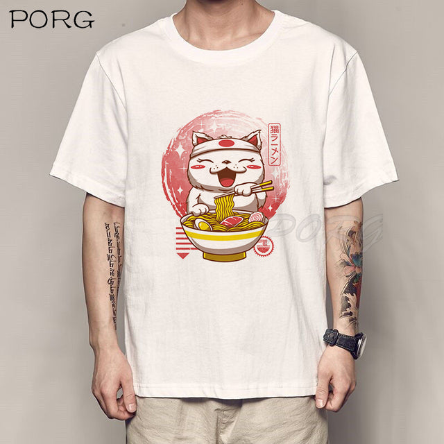 Men Catana Cool Summer Loose Men/Women T Shirt Casual Short Sleeve Cat Print Anime Tshirt Japanese Summer T-Shirt Tops Tee Shirt