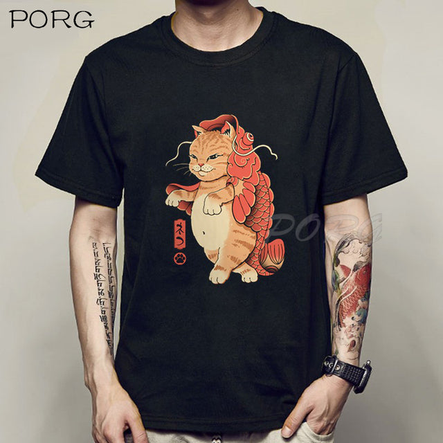 Men Catana Cool Summer Loose Men/Women T Shirt Casual Short Sleeve Cat Print Anime Tshirt Japanese Summer T-Shirt Tops Tee Shirt