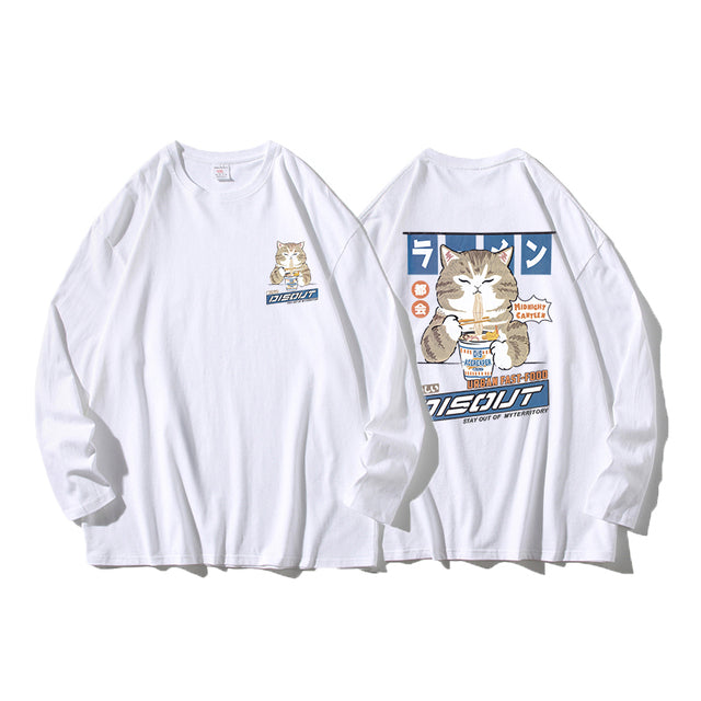 Privathinker Cat Cartoon Graphic Men Tshirt Casual Baggy Short Sleeve T-shirt Japanese Style Oversized T Shirt Men's Clothing