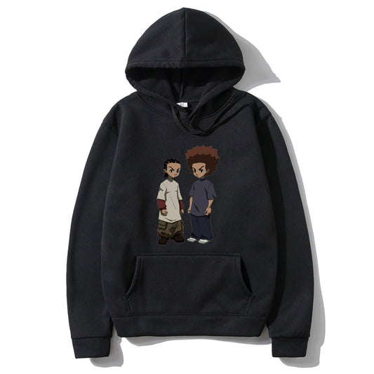 The Boondocks Huey and Riley Print Hoodie Man Fashion Harajuku Cotton Hoodies Oversized Men Women Personality Hip Hop Sweatshirt