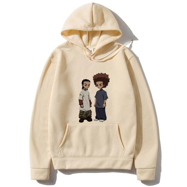 The Boondocks Huey and Riley Print Hoodie Man Fashion Harajuku Cotton Hoodies Oversized Men Women Personality Hip Hop Sweatshirt