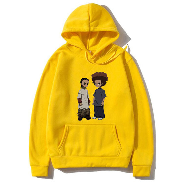 The Boondocks Huey and Riley Print Hoodie Man Fashion Harajuku Cotton Hoodies Oversized Men Women Personality Hip Hop Sweatshirt