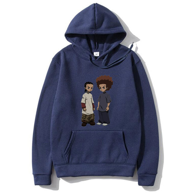 The Boondocks Huey and Riley Print Hoodie Man Fashion Harajuku Cotton Hoodies Oversized Men Women Personality Hip Hop Sweatshirt