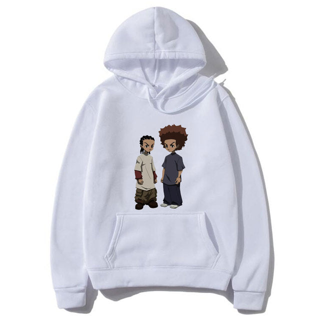The Boondocks Huey and Riley Print Hoodie Man Fashion Harajuku Cotton Hoodies Oversized Men Women Personality Hip Hop Sweatshirt