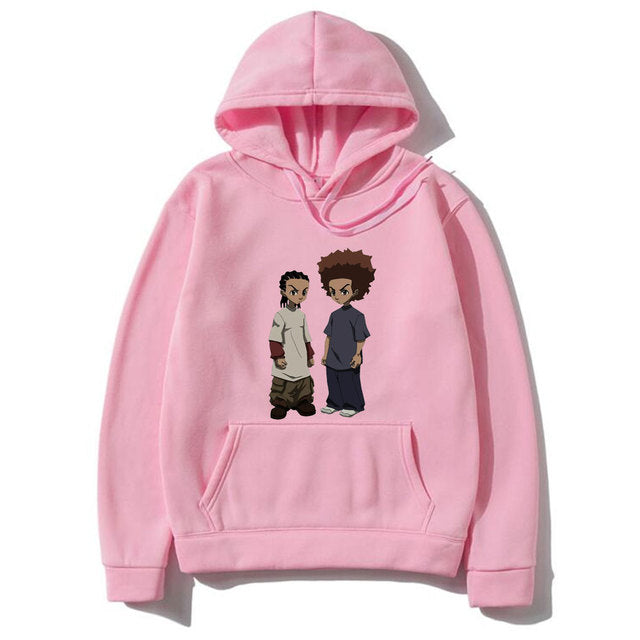 The Boondocks Huey and Riley Print Hoodie Man Fashion Harajuku Cotton Hoodies Oversized Men Women Personality Hip Hop Sweatshirt