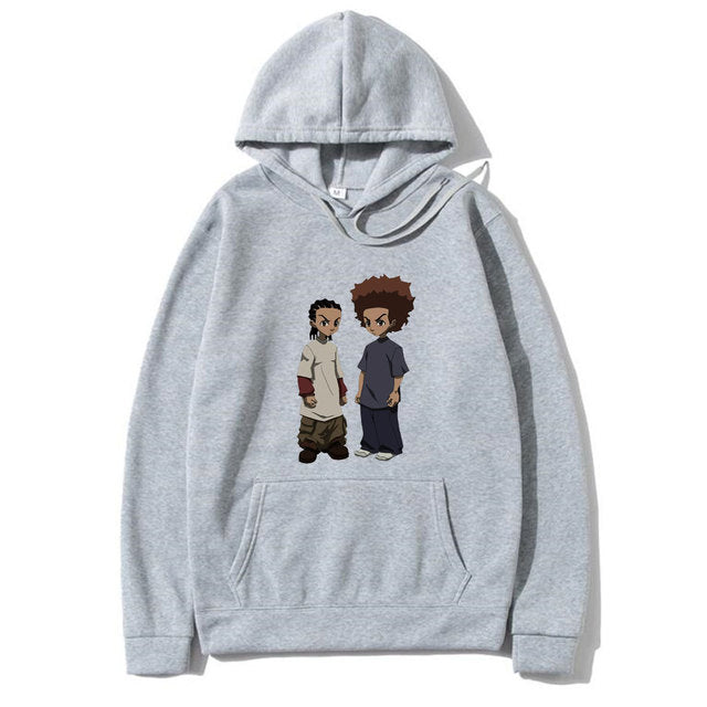 The Boondocks Huey and Riley Print Hoodie Man Fashion Harajuku Cotton Hoodies Oversized Men Women Personality Hip Hop Sweatshirt